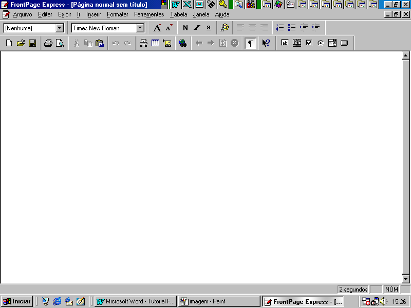 �rea de trabalho do FrontPage Express